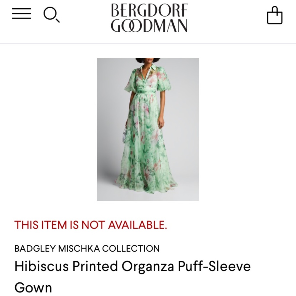 Badgley Mischka Organza Puff-Sleeve Gown - Picture 7 of 7